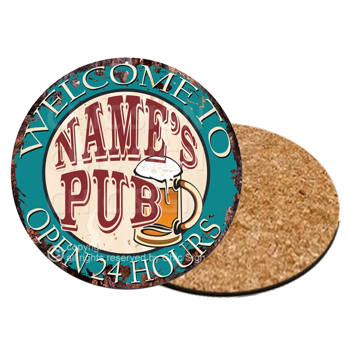 CP0112 Name s Pub Personalized Coasters Bar Pub Housewarming Gift Ideas