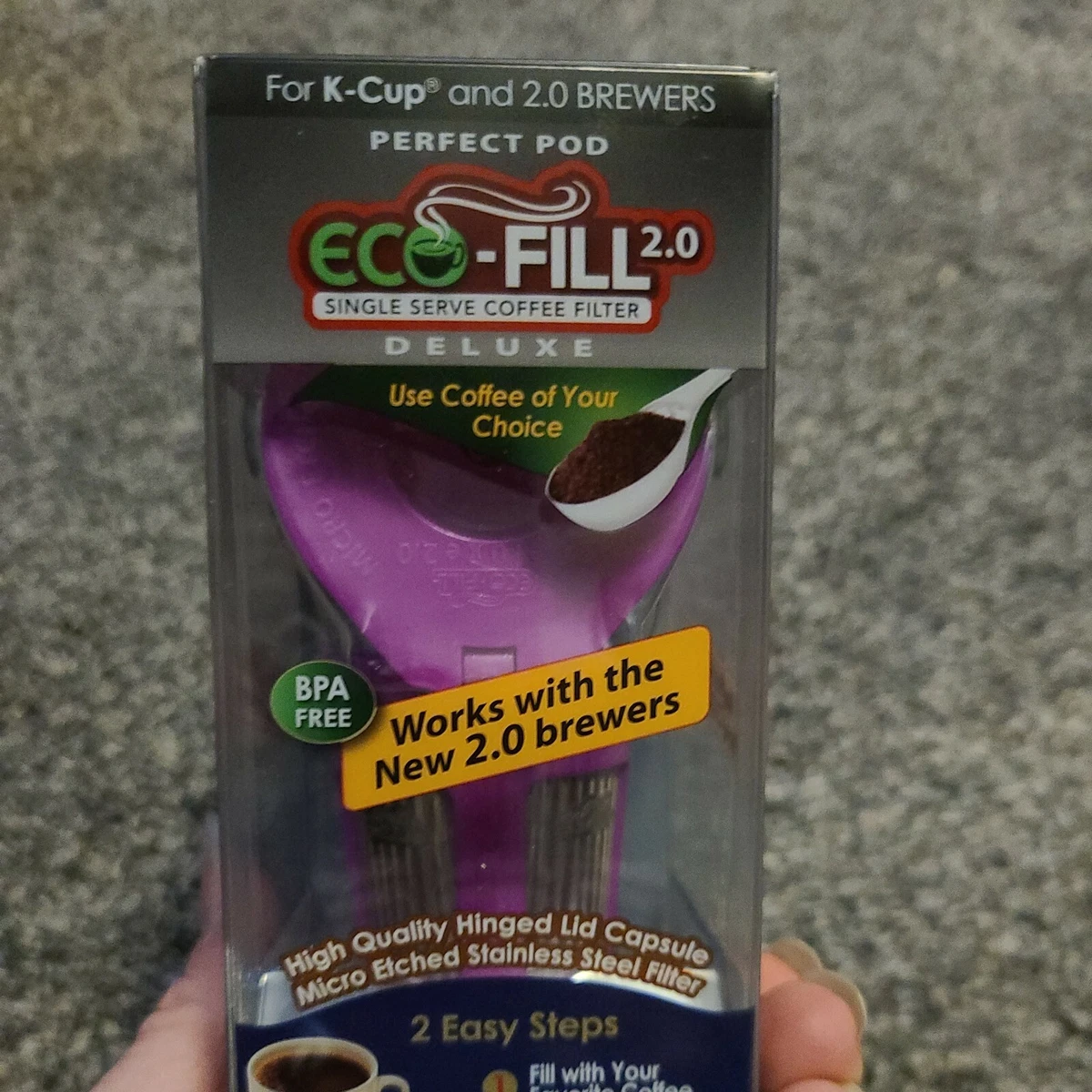 Eco Fill 2.0 Single Serve Coffee Filter Deluxe BPA Free Works w