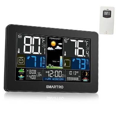  Weather Station Wireless Indoor Outdoor Thermometer for Home, Large Color 