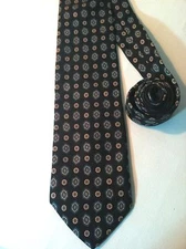 NEW STRAWBRIDGE & CLOTHIER Silk NECK TIE Yellow & Green on BLACK MADE IN ITALY
