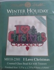 MILL HILL I LOVE CHRISTMAS CROSS STITCH KIT GLASS BEAD WITH TREASURE MH18-2301