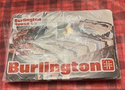 Vintage Burlington House Percale Flat Sheet Full Size Brown Earth Tones NIP HTF