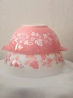 Set Of 2 Pyrex PINK GOOSEBERRY #443 #442 Tabbed Cinderella Mixing Bowls XLNT Con
