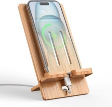 Wooden Bamboo Cell Phone Stand, Wood Charging Dock Holder