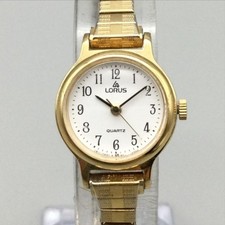 Lorus Womens Watch 20mm White Dial Gold Tone Stretch Band V811-0080 New Battery