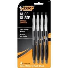 BIC Atlantis Original Retractable Ball Pen Medium Point 1.0 mm Black 4-Count