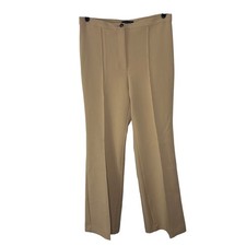 Ann Taylor Flare Dress Pants Women 10 Long Tan Camel High Rise Pleat Business