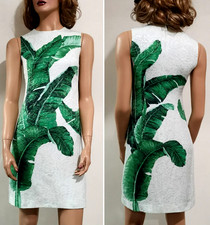 Dolce & Gabbana SS2017 Banana Leaves Print A-Line Shift Jacquard Dress IT38