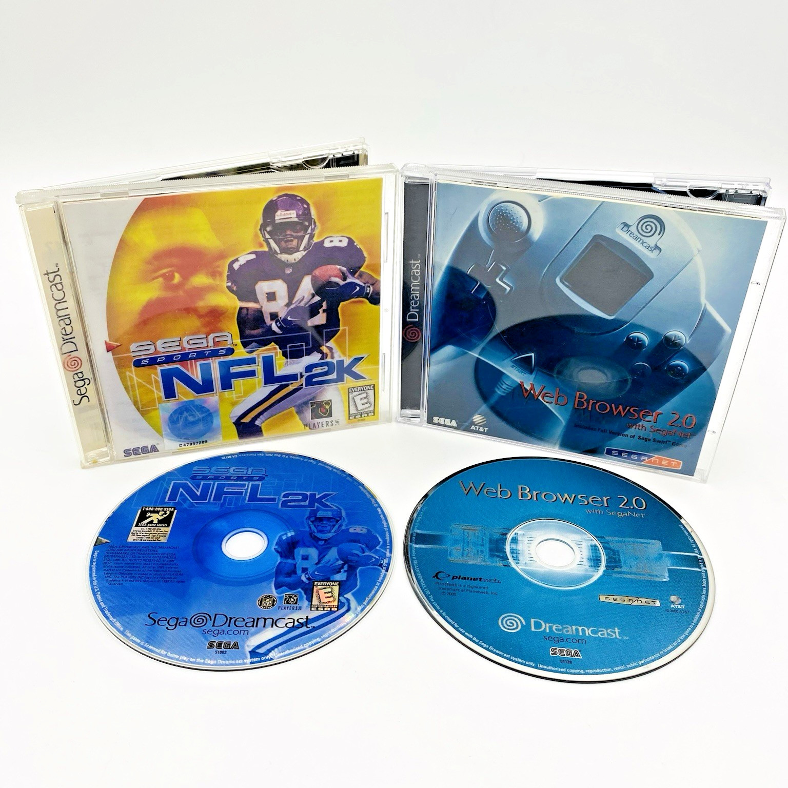 Sega Dreamcast Lot Web Browser 2.0 w Sega Swirl NFL 2K Complete w Manuals Tested