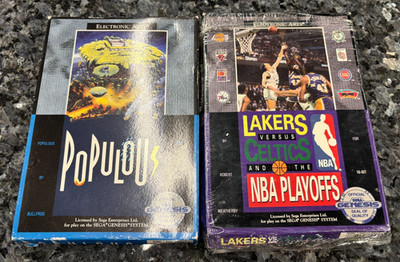 SEGA Genesis - Game Bundle - Populous + Lakers v Celtics (See Below For Details)