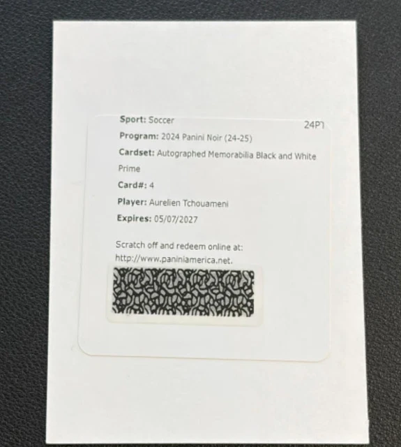 2024 Noir Autogramm Memorabilia Black and White Prime /5 Aurelien Tchouameni