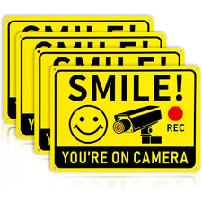 4-Pack Smile You're On Camera Signs 10"x7" Rust Free Aluminum Video Surveillance