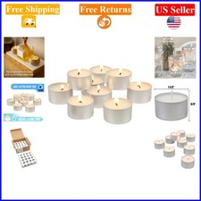 50-Pack Unscented White Tea Light Candles, 6-7 Hour Burn, Smokeless