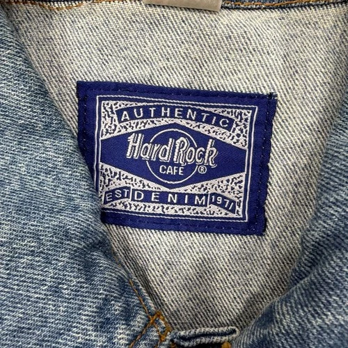 Vtg Hard Rock Cafe Jacket Mens L Denim Chicago Embroidered 90s Save The Planet image 6