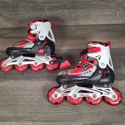 Banwei Inline Skates Adjustable Roller Blades Size 35-38 Medium Black Red White