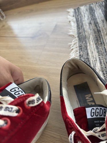Golden Goose Super Star Vintage Velour Red Rare Sneakers Shoes Size 38 Us 8 Wmns - Picture 15 of 18
