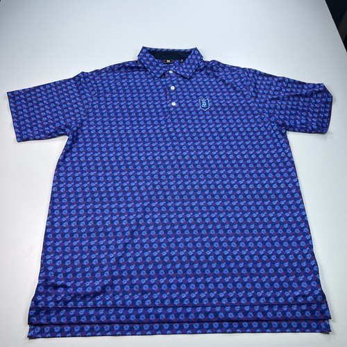 Footjoy Polo Camicia Uomo Extra Large XL Blu Geometrica Leggera Elasticizzata Golf