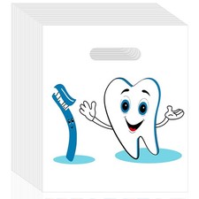100 Pcs Dental Bags, 9 x 8 Inches Tooth Patient Care Goodie Bags, for Dental ...