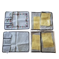 Vintage Placemat and Napkin Set Liquid Embroidery Finished and Kits German Motif