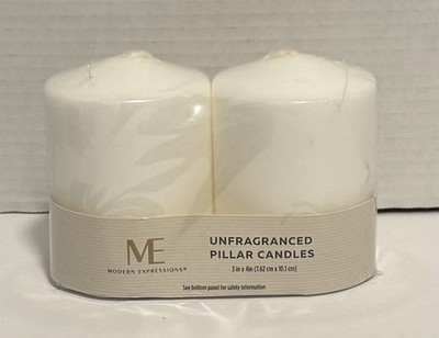 Modern Expressions UnScented/Unfragranced Set of Pillar Candles (3''x 4''inch) NEW
