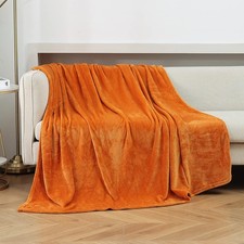Burnt Orange Throw Blanket Fleece Blanket 50"x60"Super Soft Fall Decor Cozy P...
