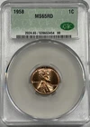 1958 1C MS65RD CACG Lincoln Red Wheat Cent - MS 65 CAC - Great Color And Luster