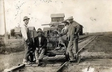 1915 Western Railroad Workers Handcar on Tracks RPPC Photo Postcard COPY