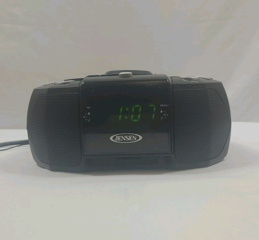 JENSEN Dual Alarm Clock AM/FM Stereo Radio with Top Loading CD Player JCR 310 featured image