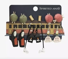 Studio Ghibli Spirited Away No-Face Earring Set of 6 Pairs Licensed Anime NWT