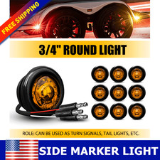 Amber 10x 34 Round Led Waterproof Ip67 Side Marker Clearance Indicator Lights