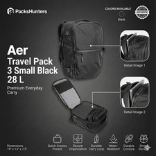 Aer Travel Pack 3 Small - Black Backpack Laptop Carry On Bag Durable