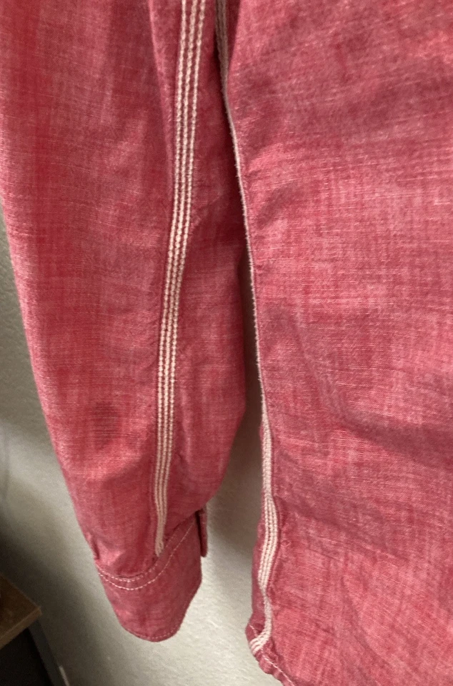 Diesel Men's Pearl Snap Western Shirt Medium Long Sleeve Pink/Purple Cotton Xl - Image 4 of 4