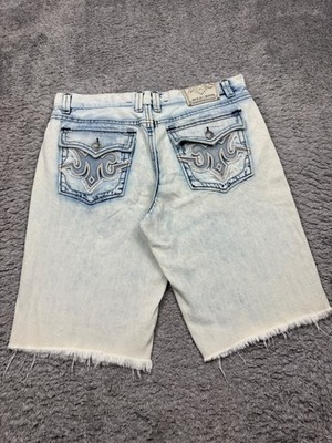 Mek Jean Shorts Men 40x13 Toronto 40x13 Acid Wash Button Fly Flap Pocket Denim