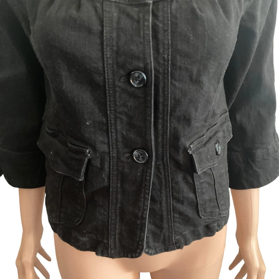 Motto Your Style Mantra Denim Jacket Womens XS Black - Image 4 of 4