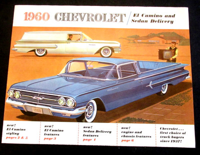 VTG 1960 Chevrolet El Camino Sedan Car Dealer Brochure Features Specs Ad
