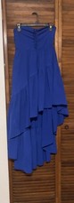 Fashion Nova Blue Strapless Maxi Dress Asymmetrical Tiered Women’s Size Large