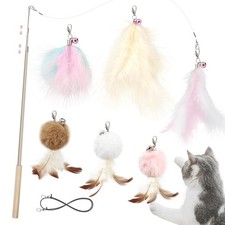 Interactive Cat Feather Toys - 7 PCS Cat Toys Set for Indoor Cats, Retractabl...
