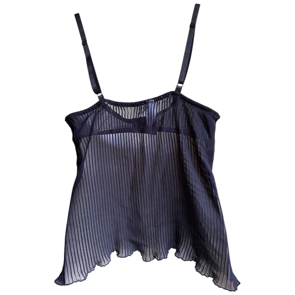 Sujetador Babydoll Vintage Donna L'oren 34C Negro Plisado Gasa Coqueta Coqueto Foto 3 de 4