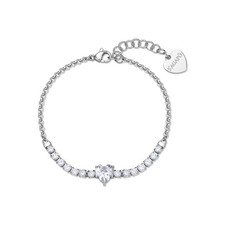 Bracciale Donna Cuore Bianco con Zirconi in Acciaio Sagapo SDZ151