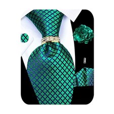 5PCS Tie and Pocket Square Set for Men, Silk Tie and Green Tie Set -61