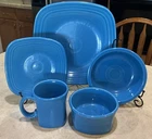Set Of 5-RETIRED COLOR-Fiesta Ware Peacock Blue Dish setting-Homer Laughlin READ