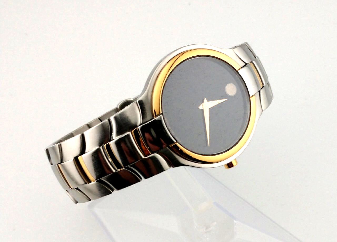 Vintage Movado Men's Classic Museum 2-Tone Gold Stainless Steel Watch Black Dial 81G11894