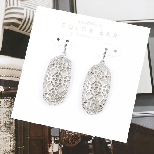 NWOT Kendra Scott Elle Filigree Earrings Silver Tone - Picture 4 of 7