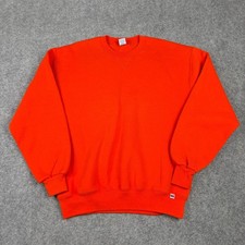 Russell Athletic Sweatshirt Mens L Orange Vintage 90s Blank Crewneck Y2K Boxy