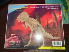 NEW 3D Wooden Puzzle Tyrannosaurus dinosaur DIY Model 3-D Woodcraft Ages 5 