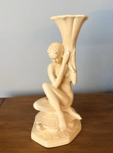 RARE! Red Wing Rumrill 1930's Vase/Candle Holder 576 Woman Turtle Vintage
