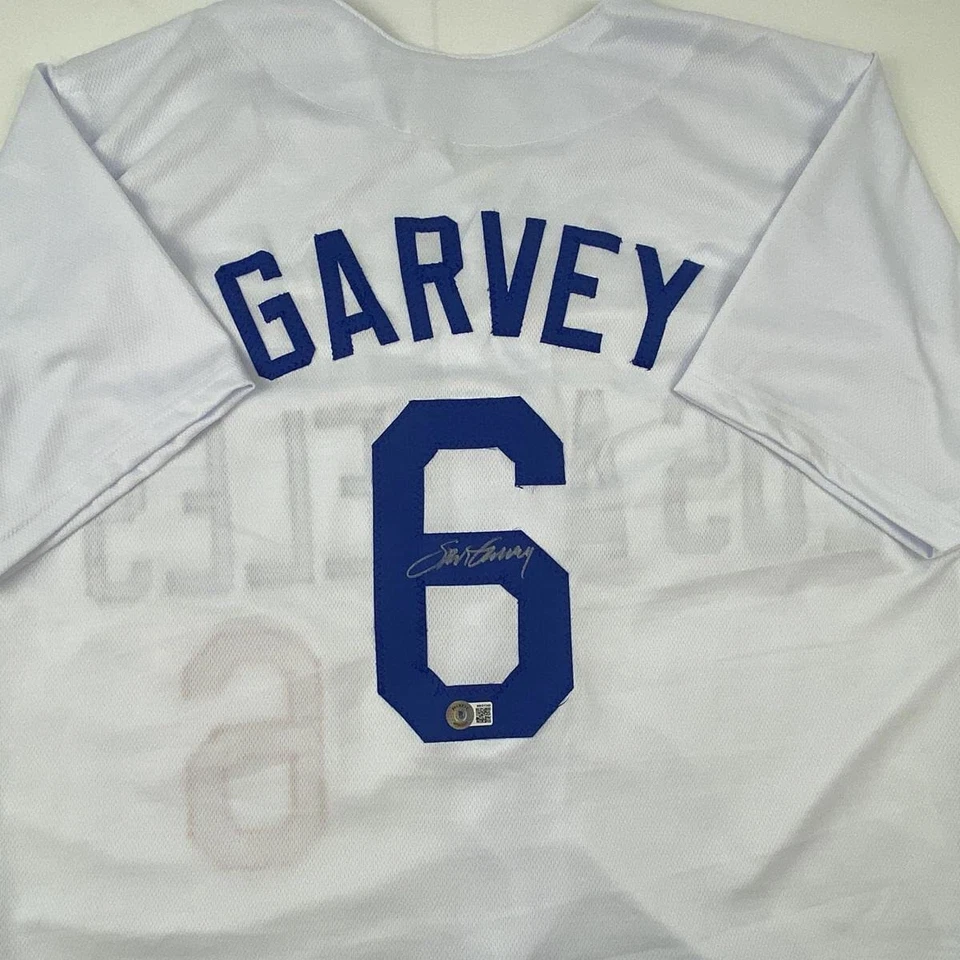 Autographed/Signed STEVE GARVEY Los Angeles White Baseball Jersey Beckett COA - Image 2 of 4