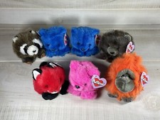 Lot Of 7 Puffkins Raccoon Bear Monkey With Tags Stuffed Animals Plush