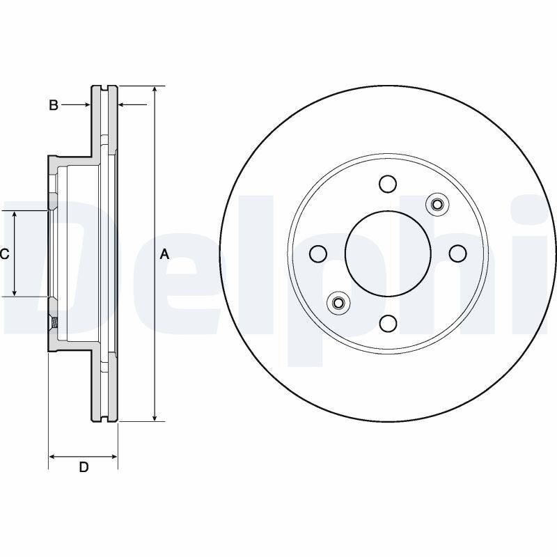 Disque de frein DELPHI haute performance en fonte ventilée pour KIA PICANTO I
