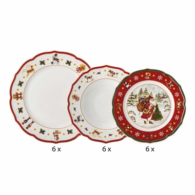 HNH Weihnachts-Pappteller Set Für 16 Personen | 48-teilig Mit Desserttellern, Servietten & Karo-Design – Perfekt Für Festtagsessen